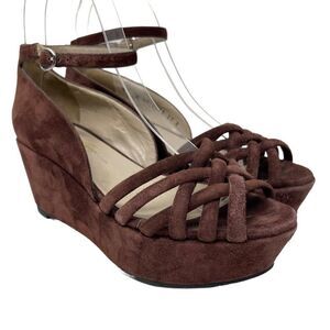 Robert Clergerie brown Suede leather platforms 6B BoxD sandals strappy ankle